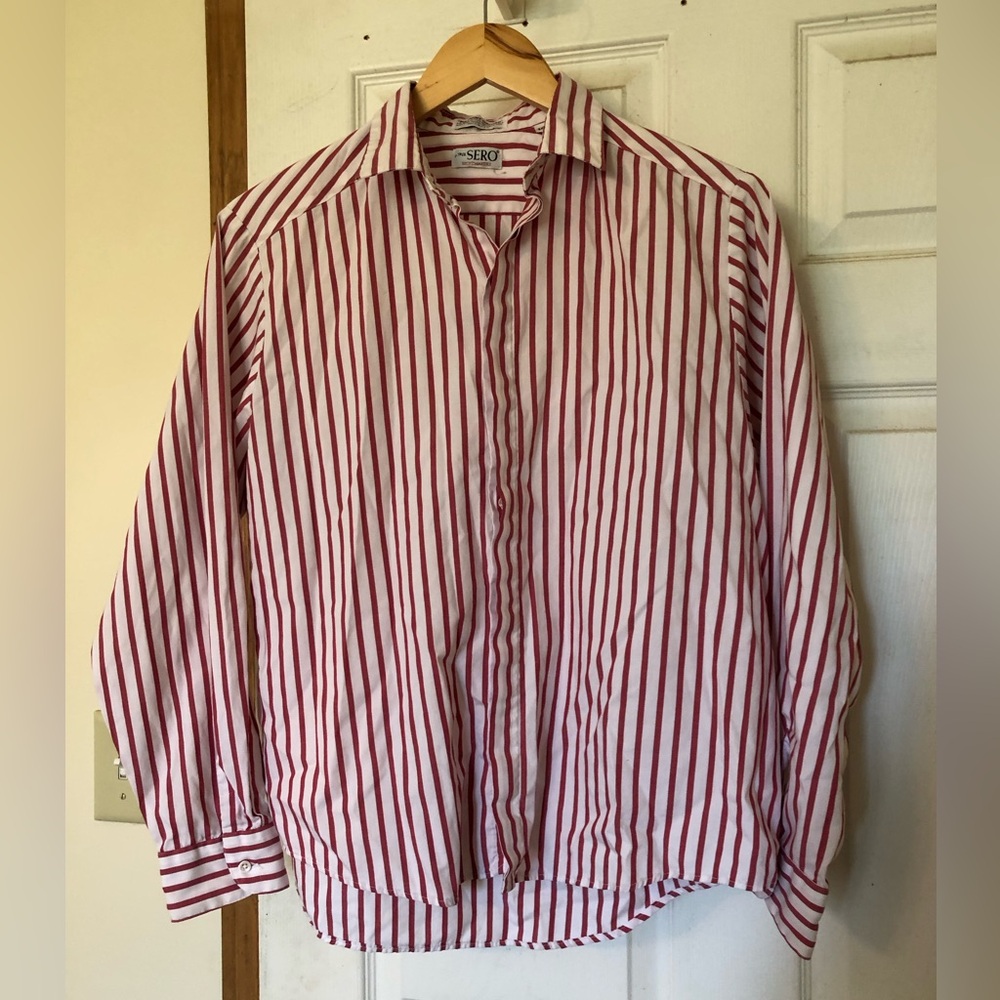 White and Red stripe button down
